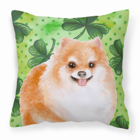 Pomeranian #2 St Patrick's Fabric Decorative Pillow