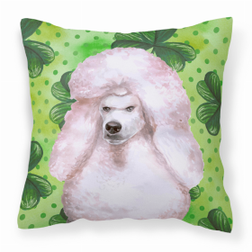 Poodle - Standard - White St Patrick's Fabric Decorative Pillow