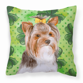 Yorkshire Terrier #2 St Patrick's Fabric Decorative Pillow