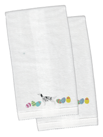 English Setter Easter Dog Design White Embroidered Plush Hand Towel Set of 2