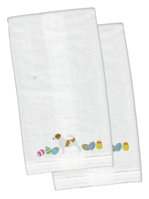 Jack Russell Terrier Easter Dog Design White Embroidered Plush Hand Towel Set of 2