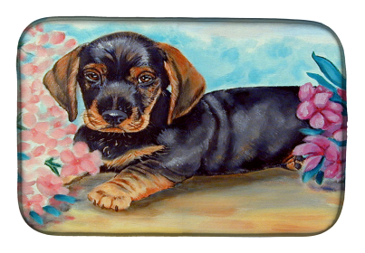 Dachshund Art Dish Drying Mat