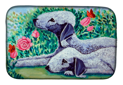 Bedlington Terrier Art Dish Drying Mat