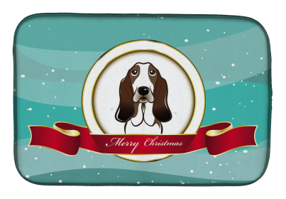 Basset Hound 1 Holiday  Dish Drying Mat