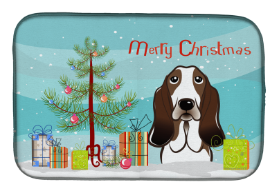 Basset Hound Holiday  Dish Drying Mat