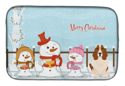 Basset Hound Merry Christmas Carolers Dog Dish Drying Mat