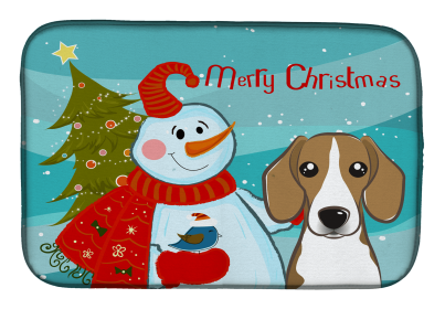 Beagle and Snowman Dish Drying Mat