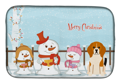 Beagle Merry Christmas Carolers Dog Dish Drying Mat