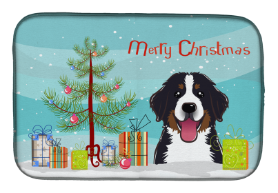 Bernese Mountain Dog Holiday  Dish Drying Mat