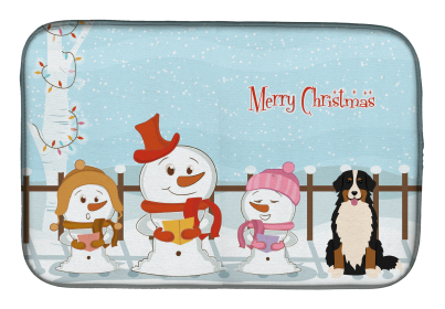 Bernese Mountain Dog Merry Christmas Carolers Dog Dish Drying Mat