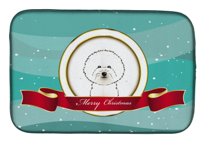 Bichon Frise 1 Holiday  Dish Drying Mat