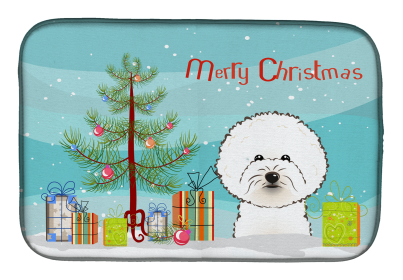 Bichon Frise Holiday  Dish Drying Mat