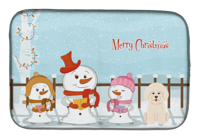 Bichon Frise Merry Christmas Carolers Dog Dish Drying Mat