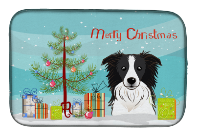 Border Collie Holiday  Dish Drying Mat