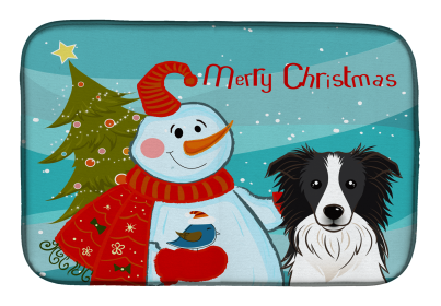 Border Collie and Snowman Dish Drying Mat