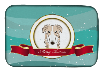 Borzoi 1 Holiday  Dish Drying Mat