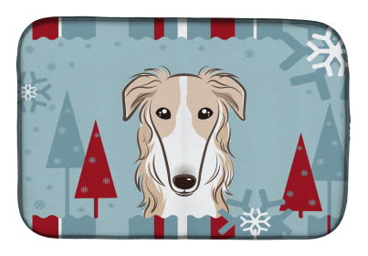 Borzoi Winter Holiday Dish Drying Mat