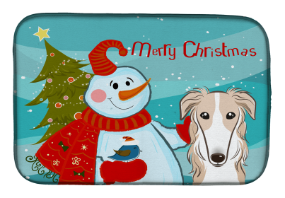 Borzoi and Snowman Dish Drying Mat