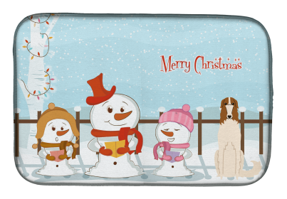 Borzoi Merry Christmas Carolers Dog Dish Drying Mat