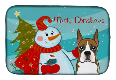 Boxer and Snowman Dish Drying Mat