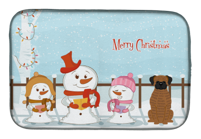 Boxer - Brindle - Merry Christmas Carolers Dog Dish Drying Mat