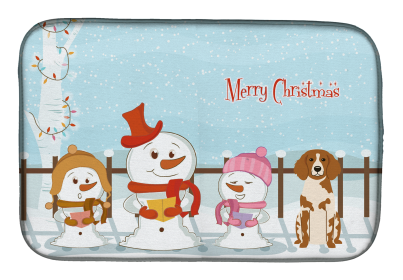 Brittany Merry Christmas Carolers Dog Dish Drying Mat