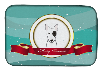 Bull Terrier 1 Holiday  Dish Drying Mat