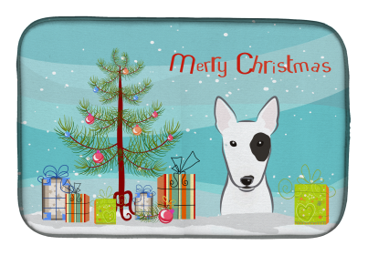 Bull Terrier Holiday  Dish Drying Mat