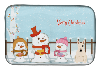 Bull Terrier - White - Merry Christmas Carolers Dog Dish Drying Mat