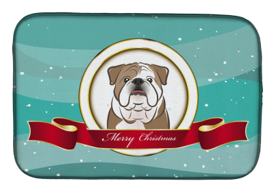 English Bulldog 1 Holiday  Dish Drying Mat