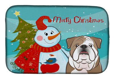 English Bulldog and Snowman Dish Drying Mat