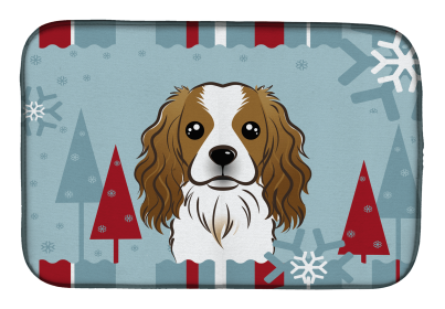 Cavalier King Charles Spaniel Winter Holiday Dish Drying Mat