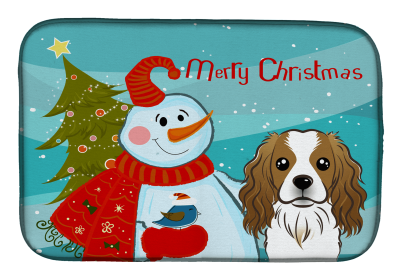 Cavalier King Charles and Snowman Dish Drying Mat