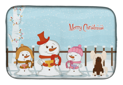 Chinese Crested - Cream - Merry Christmas Carolers Dog Dish Drying Mat