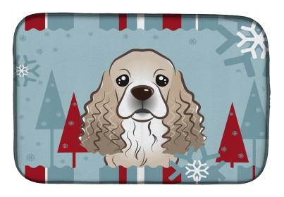 Cocker Spaniel Winter Holiday Dish Drying Mat