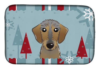 Dachshund - Wirehair Winter Holiday Dish Drying Mat