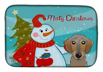 Dachshund - Wirehair and Snowman Dish Drying Mat