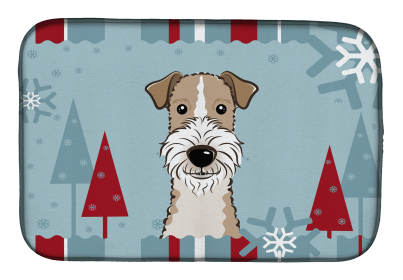 Fox Terrier - Wire Winter Holiday Dish Drying Mat