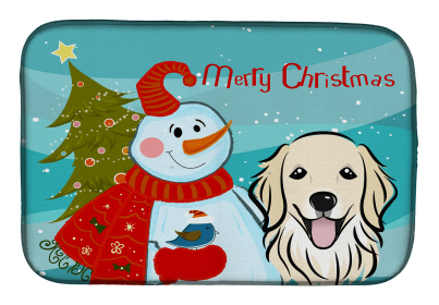 Golden Retriever and Snowman Dish Drying Mat