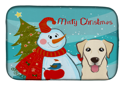 Golden Retriever - Shorthair and Snowman Dish Drying Mat