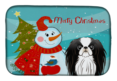 Japanese Chin and Snowman Dish Drying Mat