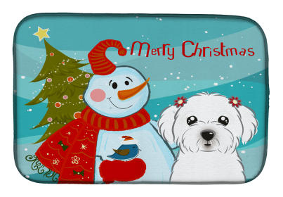 Maltese and Snowman Dish Drying Mat