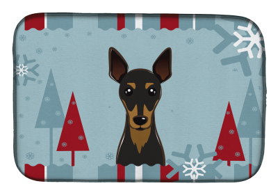 Min Pin Winter Holiday Dish Drying Mat