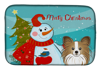 Papillon and Snowman Dish Drying Mat