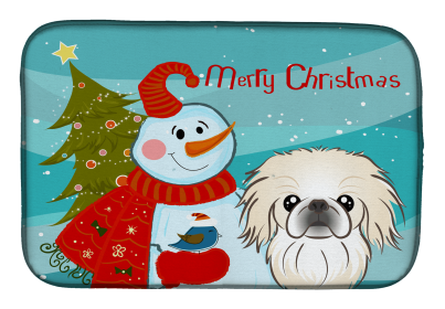 Pekingese and Snowman Dish Drying Mat