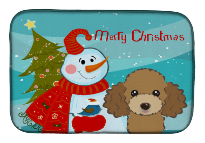 Poodle - Chocolate and Snowman Dish Drying Mat