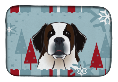 Saint Bernard Winter Holiday Dish Drying Mat