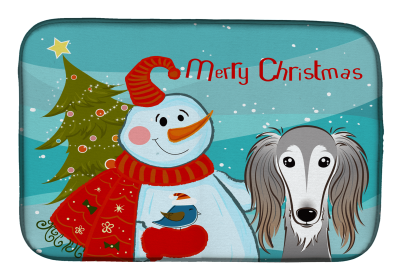 Saluki and Snowman Dish Drying Mat