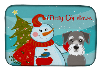 Schnauzer and Snowman Dish Drying Mat