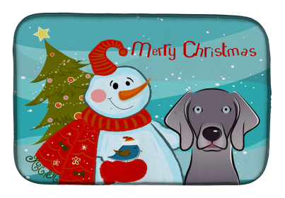 Weimaraner and Snowman Dish Drying Mat